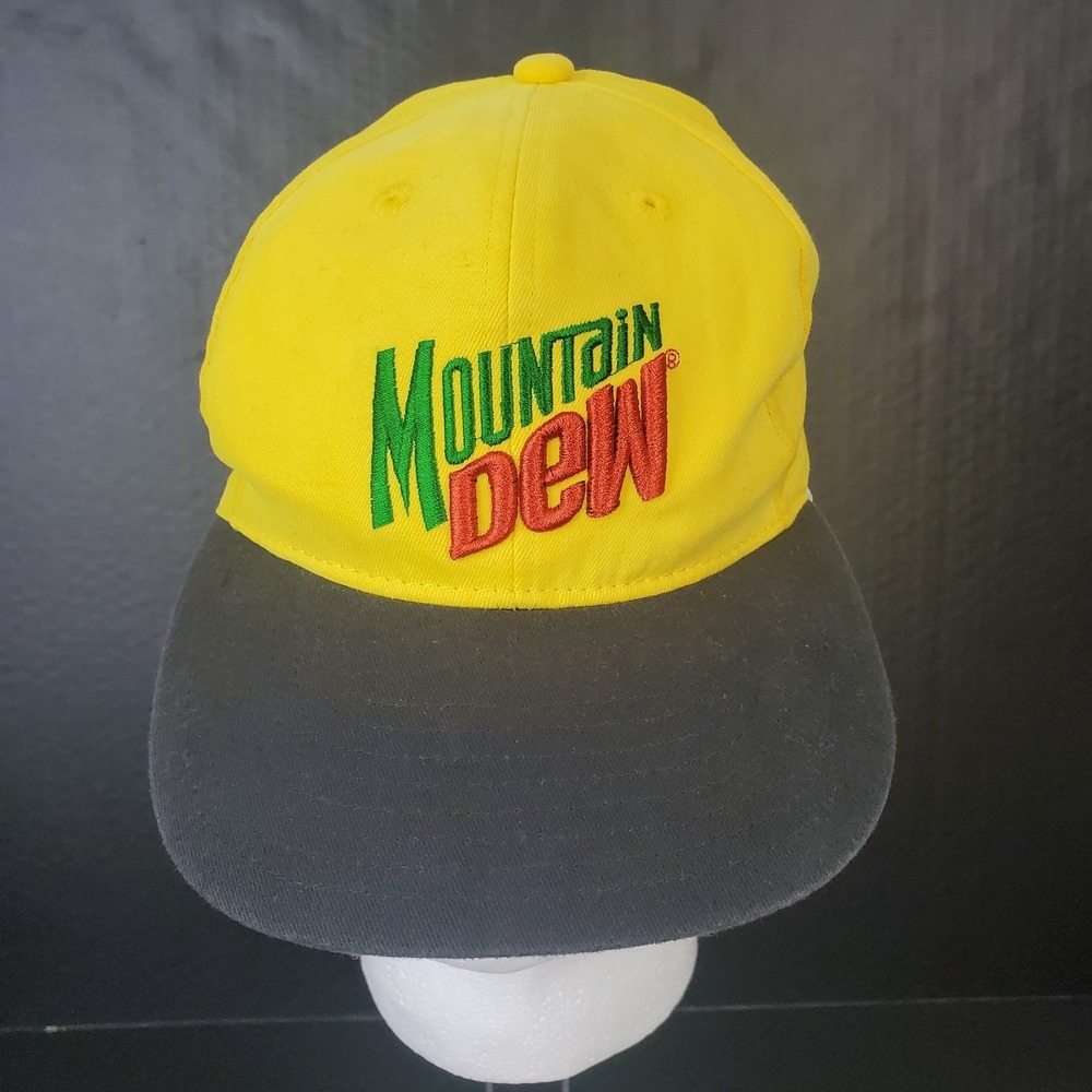 Vintage Yellow Mountain Dew Soda Pop Embroidered Hat 100% Cotton Taiwan.‎